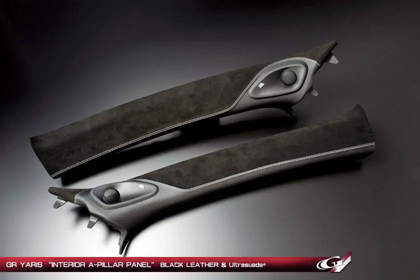 GRAZIO Inter A-Pillar GRAY/RED STITCH Panel for Toyota GR YARIS