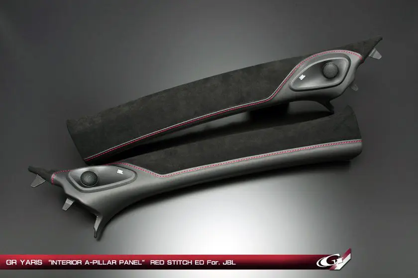 GRAZIO Inter A Pillar RED/GRAY STITCH Panel for Toyota GR YARIS