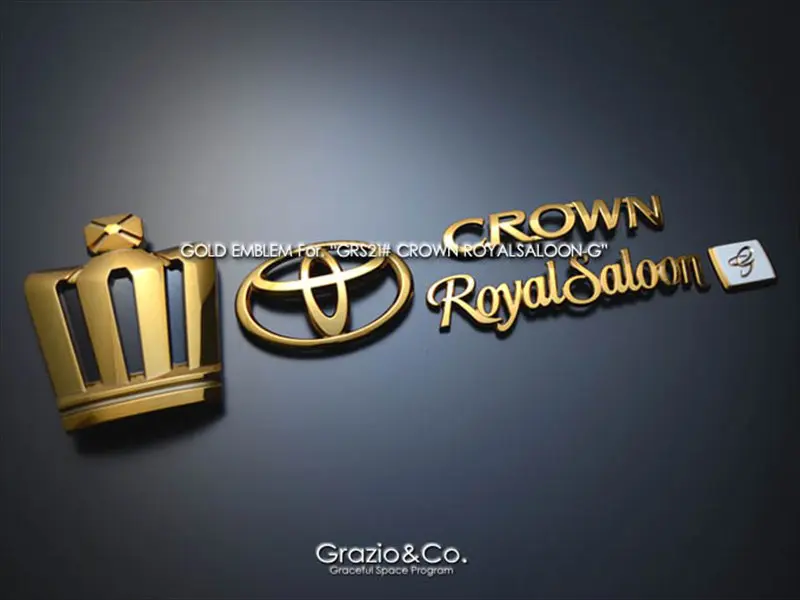 GRAZIO ROYAL SALOON G Four Pieces Emblem for Toyota Crown