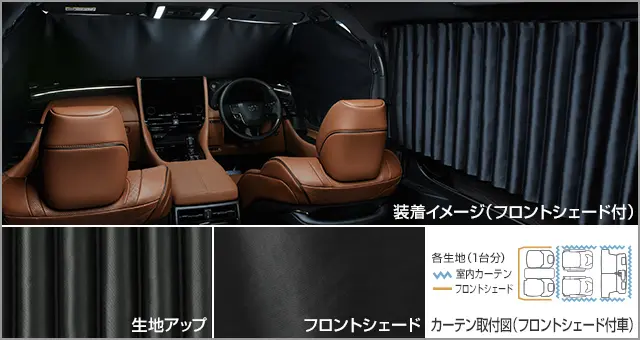 Toyota Genuine Blackout Type Indoor Curtains full set for Toyota Vellfire 2023~