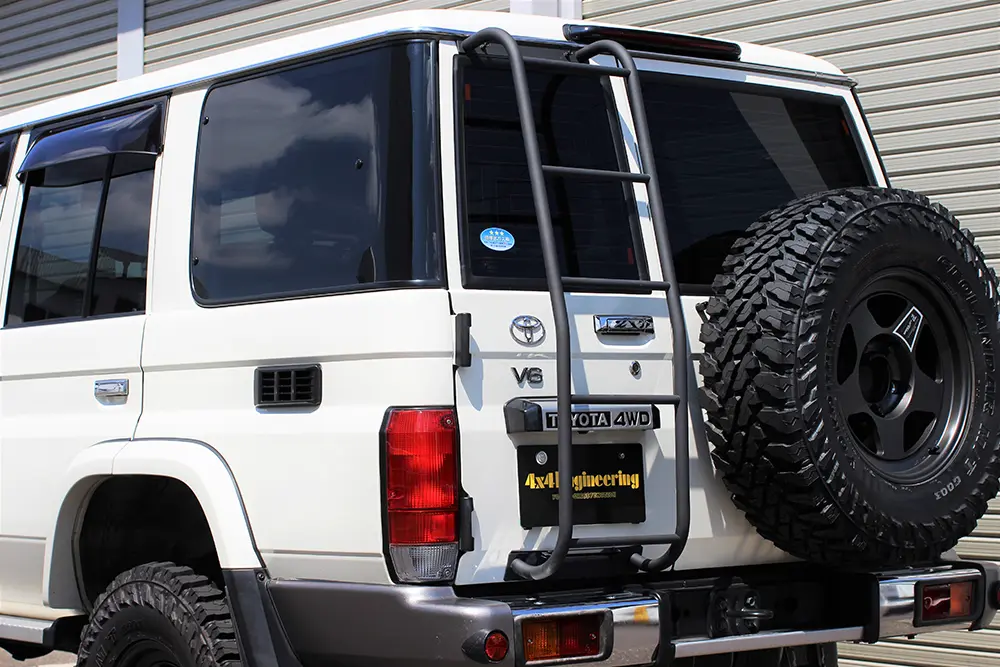 4x4 Engineering Stainless Steel Matte black Ladder for Land Cruiser 70