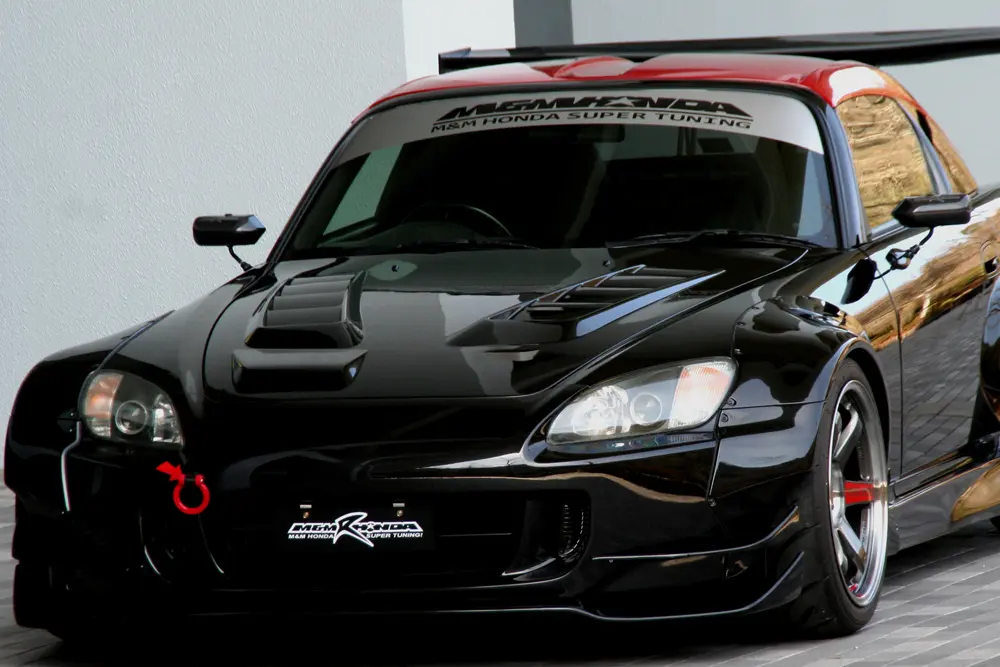 M&M Honda Plain Weave Carbon T1 Bonnet with Duct for Honda S2000