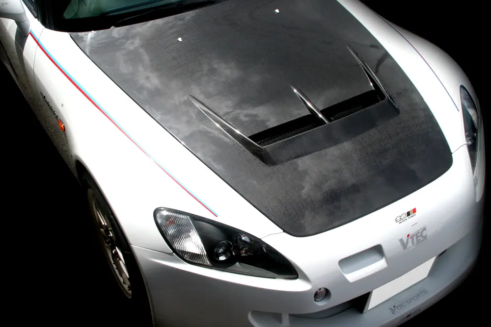 M&M Honda Plain Weave Carbon Bonnet with FRP Duct for Honda S2000
