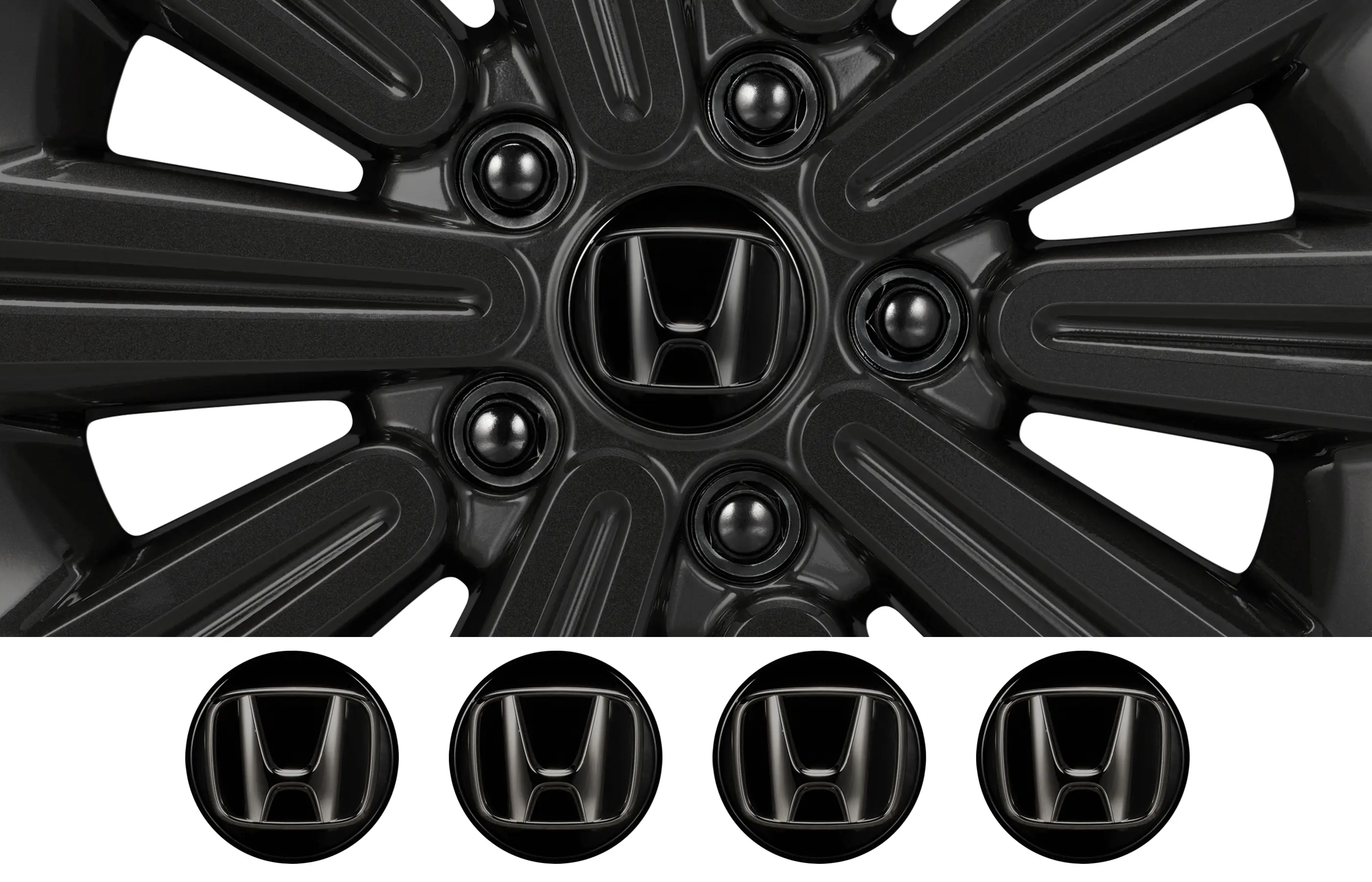 HONDA GENUINE ALUMINUM WHEEL CENTER CAPS (BLACK H MARK) FOR PRELUDE 2026