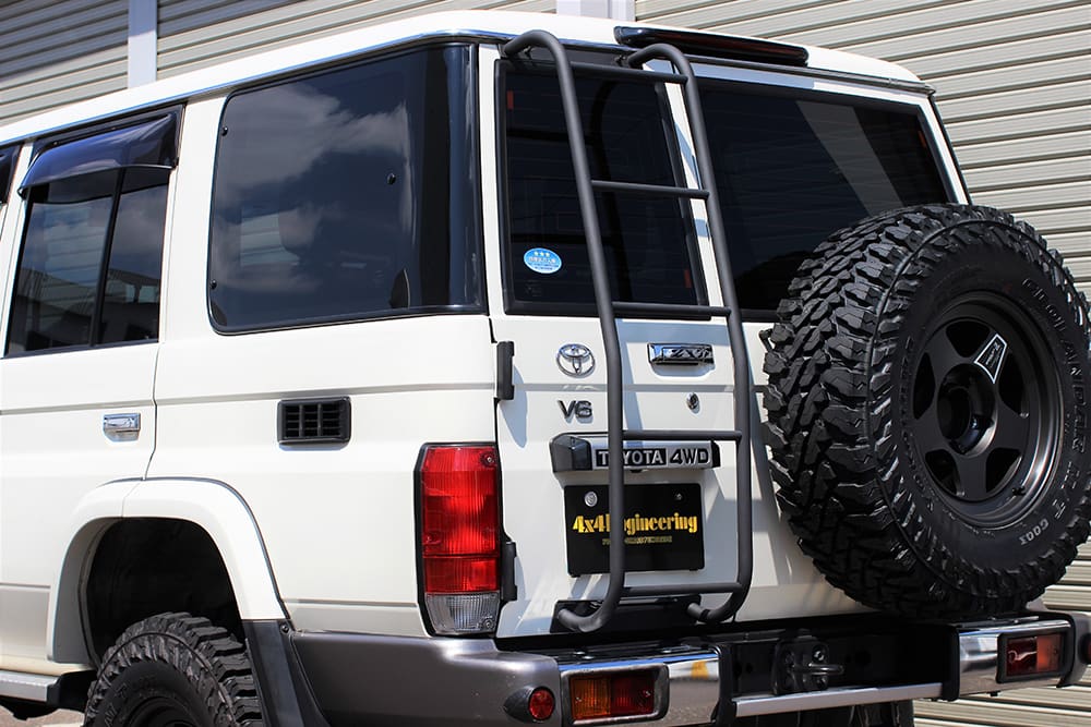 4x4 Engineering Stainless Steel Matte black Ladder for Land Cruiser 70