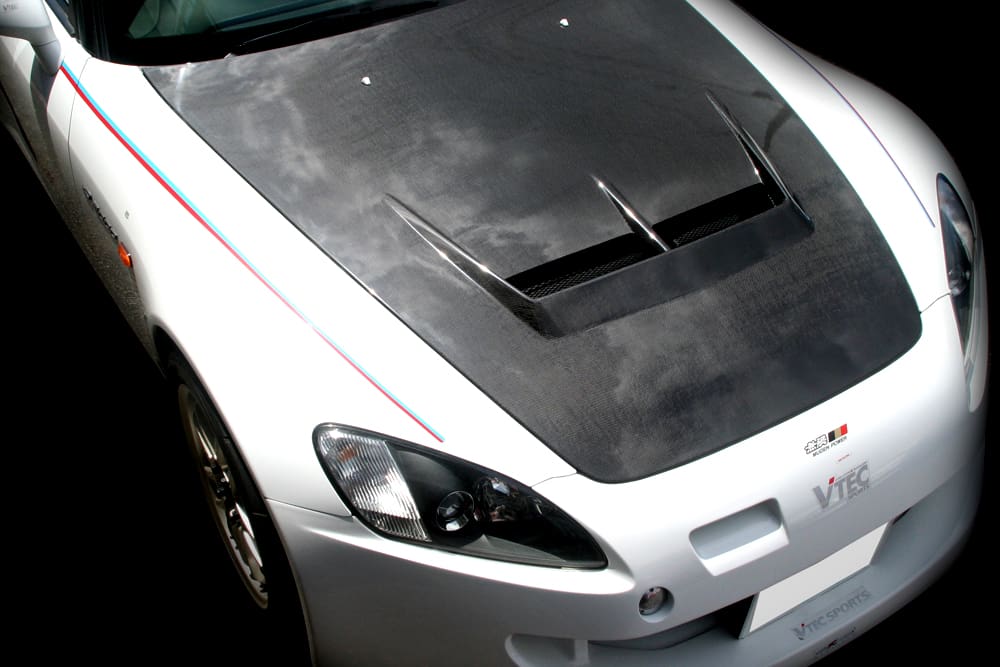 M&M Honda Plain Weave Carbon Bonnet with FRP Duct for Honda S2000